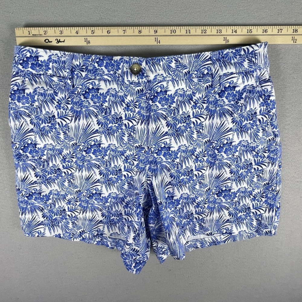 Tommy Bahama Shorts Womens 10 Blue Floral Palm Print Cotton Tencel Tropical 4.5" - Picture 6 of 10